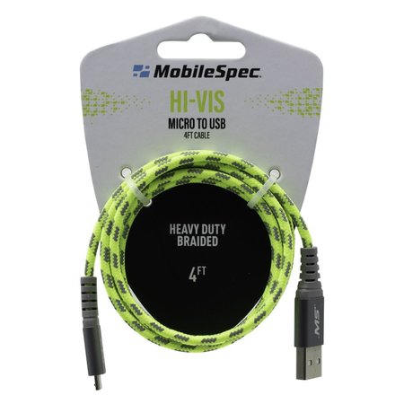 MOBILESPEC Hi-Vis 4Ft Micro To Usb Cable, Yellow MBSHV0412